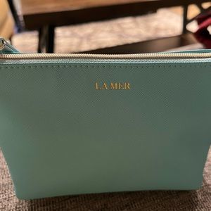 NEW Tiffany blue Lamer makeup bag with zipper on top for closure and gold